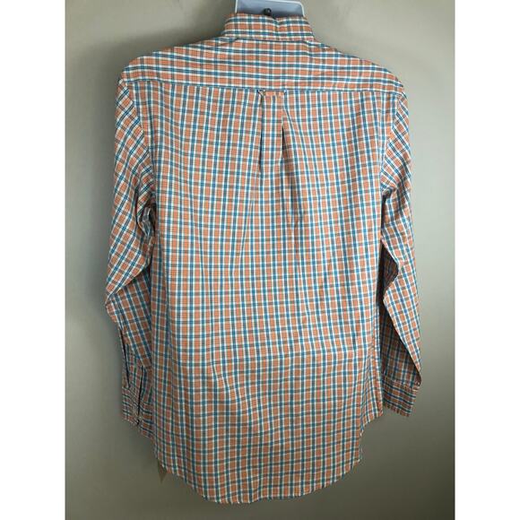 NWT Izod Men’s Button Down Shirt Size S Long Sleeve Orange Plaid - Picture 6 of 9